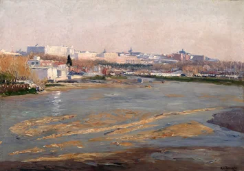 De oevers van de rivier Manzanares